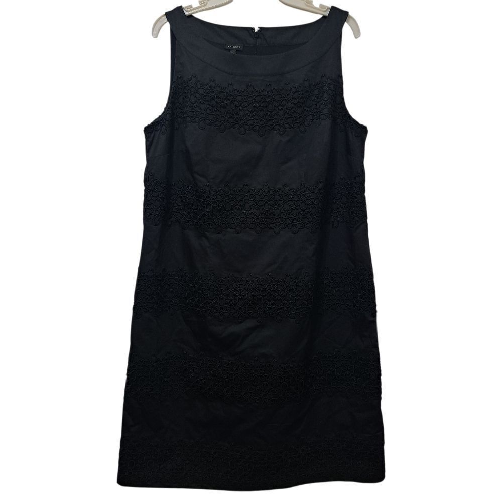 Talbots Embroidered Lace Office Casual Sleeveless Shift Dress Black Size 14 NWT